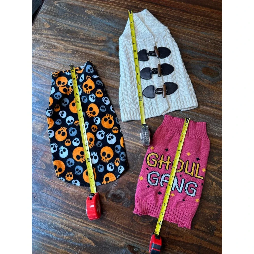 Simply Wag Halloween Dog Sweater Bundle Skulls Ghoul Gang Toggle Cardigan 3pc